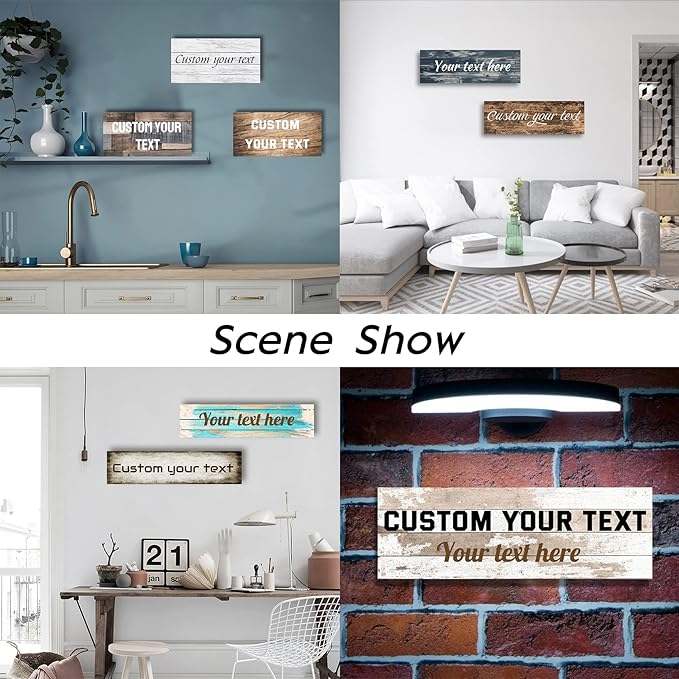LZIMU Custom Text Signs Wall Decor Personalized Canvas Quote Family Sign Wall Art Wood Background Rustic Farmhouse Decor Framed (5"x15")-Ruum Studio Home