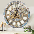 The Original Real Moving Gear Wall Clock Vintage Industrial Oversized Rustic Farmhouse (24 inch (60cm), Vintage Aqua Green and Bronze)-Ruum Studio Home