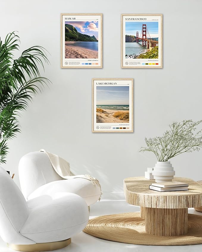 HesenDot Natural OAK Wood Golden Gate Bridge Framed Wall Art,12x16in San Francisco City Skyline Canvas Wall Print,Modern Urban Landmark Wall Decor for Living Room,Bedroom,Office Gallery Gifts Set of 1-Ruum Studio Home