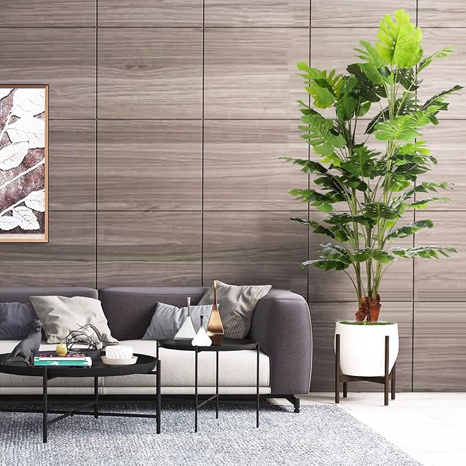 6.3ft Artificial Monstera Deliciosa Tree (75in) with Plastic Nursery Pot Faux Tree, Fake Tropical Split Leaf Palm Plant for Office House Farmhouse Living Room Home Decor (Indoor/Outdoor)-Ruum Studio Home