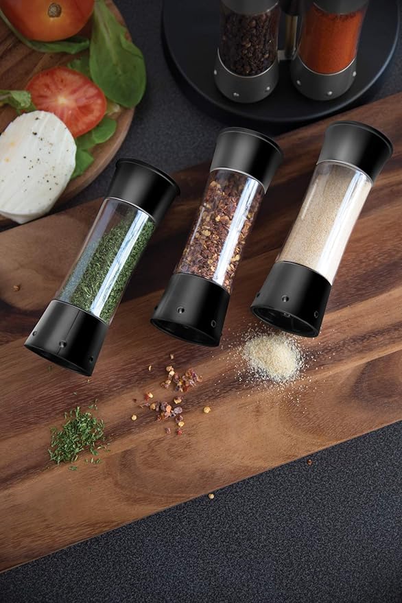 Kitchen Art Elite Auto-Measure Spice Professional 8 Compartments Black 7.45 x 7.45 x 8.25 inches-Ruum Studio Home
