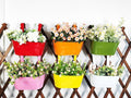6 Pcs Railing Planter, 10" Metal Hanging Flower Pots for Outdoor Balcony Rails, Fence Pot Hanging Plant Holders with Detachable Hooks for Garden Patio Yard Decor (Multi-Color, 6Pcs)-Ruum Studio Home