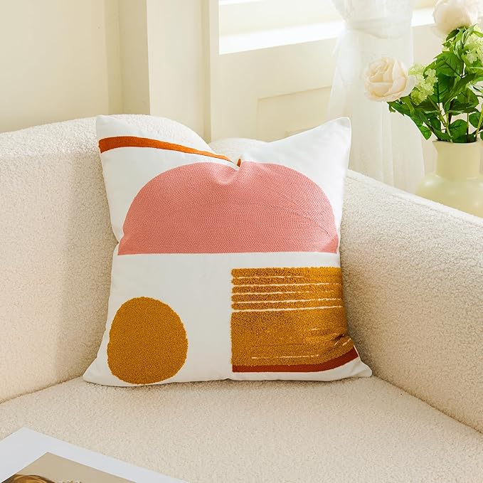 HOdo Home 2PCS 18x18 Pillow Covers-Throw Pillow Cover,Tufted Boho Jacquard Pillow Covers,Farmhouse Decorative Pillow Cover,Pillow Cases for Couch,Sofa,Bed,Chair,Living Room,Home Decor-Ruum Studio Home