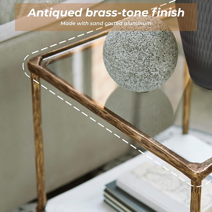 Signature Design by Ashley Ryandale Contemporary Accent Table, Antique Brass Finish-Ruum Studio Home