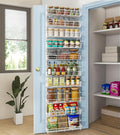 White 10-Tier Over The Door Pantry Organizer, Pantry Organization and Storage, Metal Hanging Adjustable Basket, Wall Spice Rack Seasoning Shelves, Home & Kitchen Essentials-Ruum Studio Home
