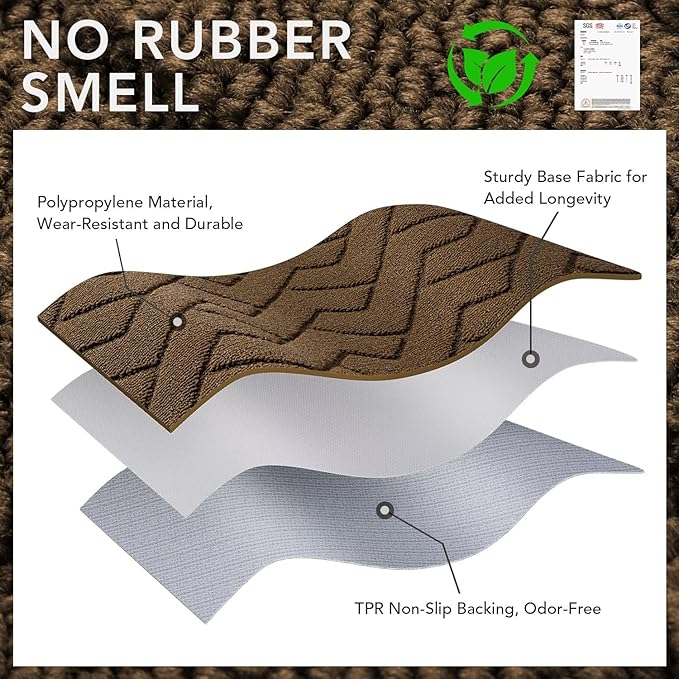 hicorfe Indoor Doormat,Front Back Door Mat Rubber Backing Non Slip Door Mats 47"x71" Absorbent Resist Dirt Entrance Doormat Inside Floor Mats for Entryway Washable Low-Profile(Dark Brown)-Ruum Studio Home