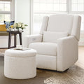 Power Recliner Chair Swivel Glider, Large Rocker Recliner with Ottoman & USB Charging Port, Boucle Upholstered Swivel Rocker Glider Recliner for Nursery,Bedroom,Living Room, Cream-Ruum Studio Home
