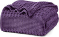 PHF 100% Cotton Waffle Weave Blanket King Size, Soft Lightweight Breathable Cozy Summer Blankets for Bed, Luxury Aesthetic Woven Bedding for Home Decor, 108"x90", Grape Purple-Ruum Studio Home