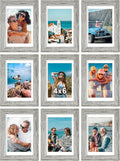 Vittanly 4x6 Picture Frames Set of 9, Shatter Resistant Plexiglass, Display 3.5x5 Pictures with Mat or 4x6 without Mat, Photo Frames for Wall or Tabletop, Engineered Wood, Grey-Ruum Studio Home