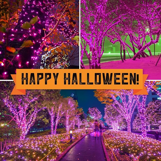 100LIGHTS Purple Extra-Bright with End Connectors Halloween Decorative Lights 5.98m UL Certified Mini String Light Set Waterproof for Halloween Home Garden Christmas Tree Party Patio Wedding-Ruum Studio Home