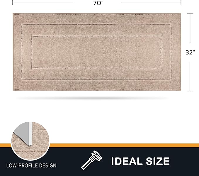 PURRUGS Dirt Trapping Door Mat 32" x 70", Non-Slip/Skid Machine Washable Entryway Rug, Dog Doormat, Super Absorbent Welcome Mat for Muddy Wet Shoes and Paws, Beige-Ruum Studio Home