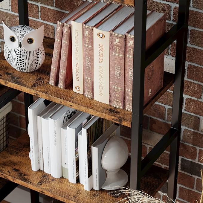 IRONCK Industrial Bookshelf and Bookcase with 2 Louvered Doors 5 Tiers Triple Wide Display Shelf with Storage Cabinet for Living Room Home Office-Ruum Studio Home