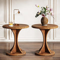 Tribesigns Round End Table for Living Room, Wood Side Table Set of 2, Mid-Century Bedside Nightstand for Bedroom, Accent Table, Easy Assembly, Vintage Brown-Ruum Studio Home
