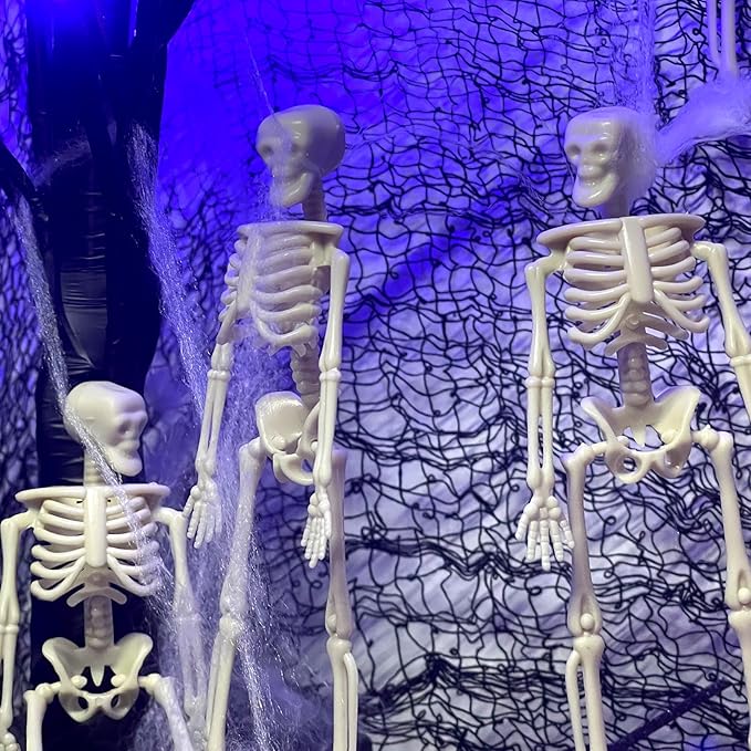 16 Pcs Halloween Mini Skeleton Figurine Decoration,6”Halloween posable Skeleton Decor,Small Plastic Skeleton Figure for Spooky Home Decor Haunted House Decorations Party Favors-Ruum Studio Home