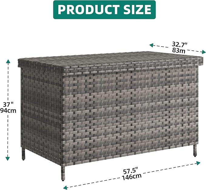 YITAHOME 230 Gal Outdoor Storage Box, XXL All-Weather Wicker Deck Box for Patio Furniture, Cushions, Pool Accessories and Garden Tools - Grey-Ruum Studio Home