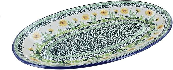 Blue Rose Polish Pottery Dandelion Oval Platter-Ruum Studio Home