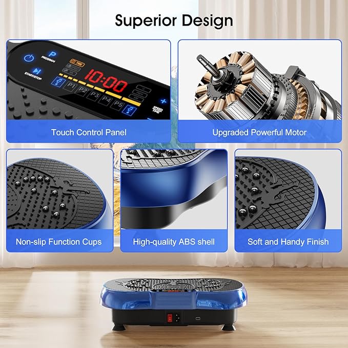 Vibration Plate Exercise Machine, 180 Speed Levels Vibration Plate for Lymphatic Drainage, Whole Body Workout Vibrating Fitness Platform, Effective for Weight Loss, Shaping, Toning & Wellness-Ruum Studio Home