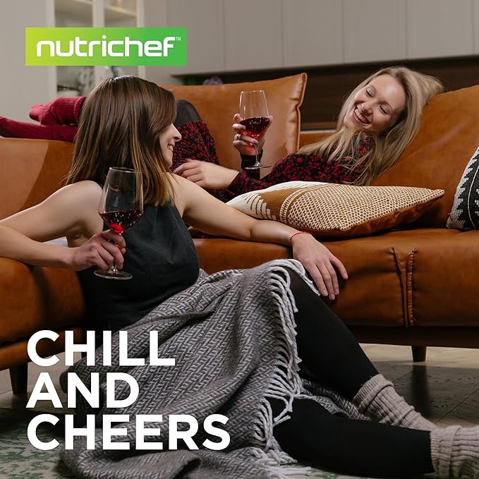 NutriChef Single-Zone Wine Cooler & Chiller – Digital Touch Control, Airtight Seal, 14-Bottle Capacity, Black-Ruum Studio Home