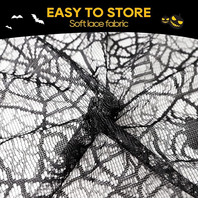 eZAKKA Halloween Table Cloth, 60"x104" Spider Webs Tablecloths Black Tablecloth Lace Fabric Table Cloths Spooky Table Cover for Rectangle Tables for Parties Gothic Halloween Home Decorations-Ruum Studio Home