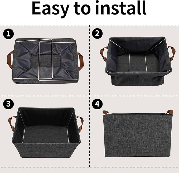 GRANNY SAYS Storage Baskets for Shelves, Closet Organizer Bins, Clothes Storage Bins with Metal Frame, Large Baskets for Organizing and Storage, Collapsible, Dark Gray, 2-Pack-Ruum Studio Home