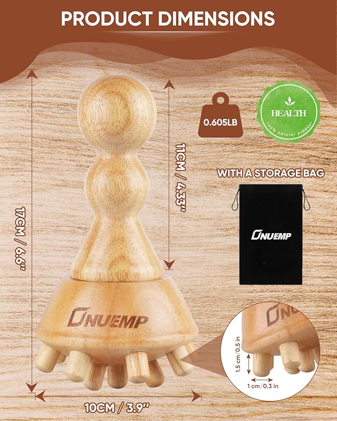 ONUEMP Cellulite Massage Tool, Wood Therapy Massage Tools Lymphatic Drainage Massager, Maderoterapia Kit Colombiana Lipedema Massagers Meridian Brush for Fascia Release, Body Sculpting-Ruum Studio Home