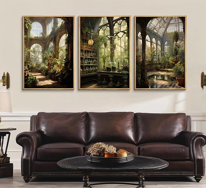 3pcs William Morris Green Plants Canvas Wall Art Medieval Castle Posters Prints Gothictalian Landscape Painting Pictures Paintings Wall Decor for Living Room Bathroom Bedroom Decoration Unframed-Ruum Studio Home