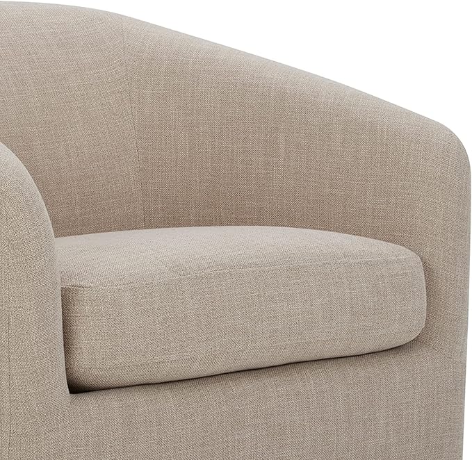 CHITA Swivel Accent Chair, FSC Certified Upholstered Fabric Barrel Chair for Living Room, Fully Assembled, Flax Beige-Ruum Studio Home