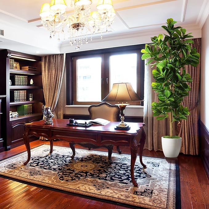 7.3ft Artificial Fiddle Leaf Fig Tree (87in) with Plastic Nursery Pot Faux Tree, Ficus Lyrata Fake Plant for Office House Farmhouse Living Room Home Decor (Indoor/Outdoor)-Ruum Studio Home