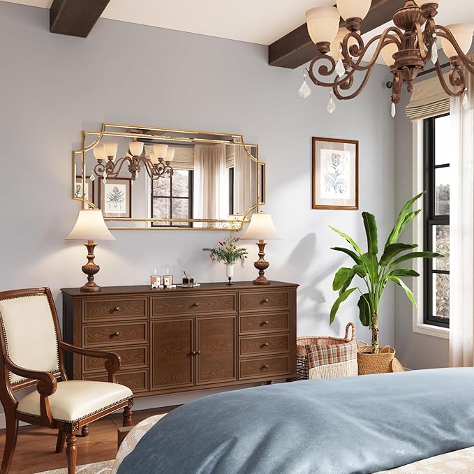 Kelly Miller 24"x48" Large Gold Mirror for Wall, Gold Traditional Wall Mirror Art Decorative Mirror Beveled Full Length Mirror Home Decor for Bathroom Living Room Bedroom Kitchen Farmhouse Entryway-Ruum Studio Home