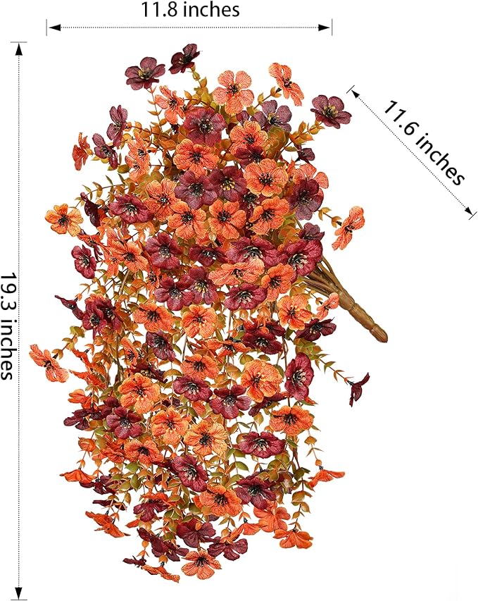 INSPRING Fake Autumn Flowers for Outdoors, 2Pcs Artificial Fall Light Orange & Brown Daisy Outside Decor, Fake Hanging Decoration, Realistic Plants, Silk Flower for Porch Patio Balcony Planter-Ruum Studio Home