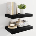 Marsmiles 16" Floating Shelves for Wall, Wooden Shelves with Invisible Brackets Set of 2, Rustic Farmhouse Wall Mounted Shelf for Kitchen Bathroom Living Room Study, Black-Ruum Studio Home