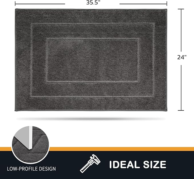 PURRUGS Dirt Trapping Door Mat 24" x 35.5", Non-Slip/Skid Machine Washable Entryway Rug, Dog Doormat, Super Absorbent Welcome Mat for Muddy Wet Shoes and Paws, Grey-Ruum Studio Home