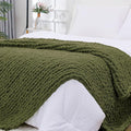 Bigacogo Chunky Knit Throw Blanket for Couch, 51x63 inches, 100% Hand Knitted with Thick Jumbo Chenille Yarn, Cozy Soft Large Rope Knot Cable Crochet Blankets for Sofa Bed Living Room, Yellow Green-Ruum Studio Home