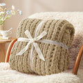 Amélie Home Chunky Knit Throw Blanket for Couch, Soft Chenille Crochet Blanket for Children, 40"x50", Beige-Ruum Studio Home
