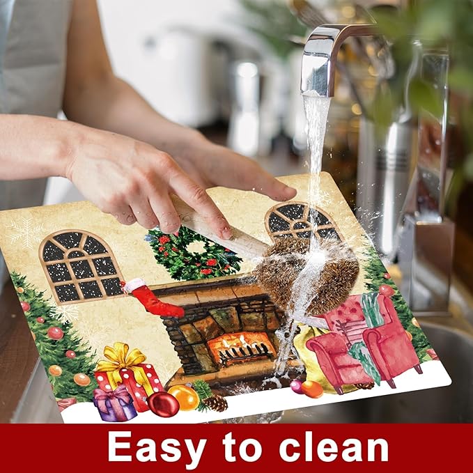 Christmas Placemats Set of 6 Retro Christmas Plastic Table Place Mats Merry Christmas Dining Mats Washable Xmas Holiday Rustic Vintage Table Decoration for Indoor Outdoor Christmas Party Dining Table-Ruum Studio Home