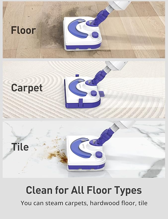 Professional Steam Mop Cleaner, 1300W Floor Steamer with Detergent Chamber, 25S Heat Up, Lightweight Steamer for Cleaning with 2 Washable Pads, Safe for Tiles, Upholstery, Carpet, Hardwood-Ruum Studio Home