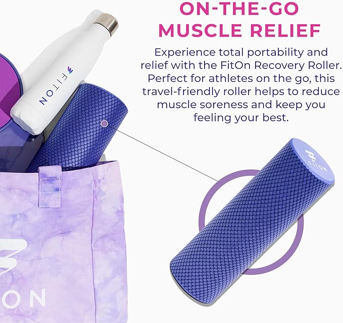 Recovery Foam Roller - High Density Travel Foam Roller for Muscle Massage and Deep Tissue Relief - Compact and Portable for Exercise, Travel, and Fitness - 12"x4", Purple-Ruum Studio Home