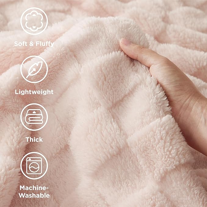 Bedsure GentleSoft Blankets Queen Size for Bed - Super Soft Cozy Blanket for Women Men Girls, Large Fuzzy Fleece Throw for Bedroom Decor, Light Pink, 90x90 Inches-Ruum Studio Home