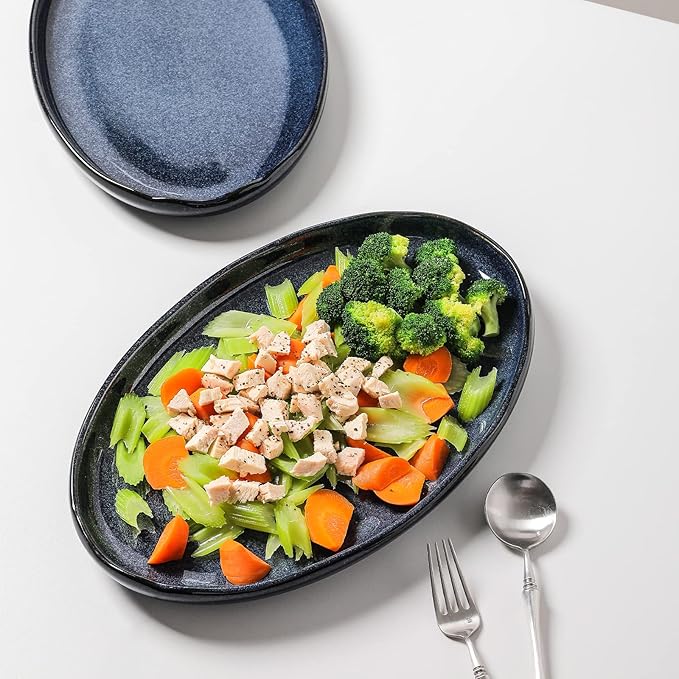 vicrays Serving Platter Ceramic Tray Plates Extra Large Oval 14.5 Inch Porcelain Dinner Plates Long Serving Dish Set Entertaining Party Restaurant Food Meat Sushi Fish Turkey Platter-Ruum Studio Home
