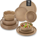 vancasso ANYA 18 Pieces Plates and Bowls Set, Caramel Dinnerware Sets, Reactive Glaze Dishes Set for 6, Ceramic Dishware Sets Kitchen Dinner Set, Microwave & Dishwasher Safe-Ruum Studio Home