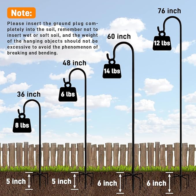 Shepherd Hooks Outdoor 36 Inches for Lanterns Heavy Duty Shepherd Stand Plant Hanger Yard Hooks for Solar Lights,Bird Feeder,Wedding,Mason Jar,Planter Pot-Ruum Studio Home