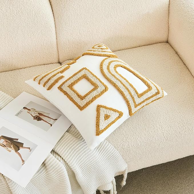HOdo Home 2PCS Pillow Covers-Throw Pillow Cover,Tufted Boho Jacquard Pillow Covers,Farmhouse Decorative Pillow Cover,Pillow Cases for Couch,Sofa,Bed,Chair,Living Room,Home Decor（18x18inch ）-Ruum Studio Home