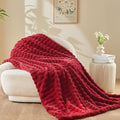 NEWCOSPLAY Faux Fur Throw Blanket Red Bubble Blanket Thick Warm Soft for Couch Sofa Bed 550GSM (Red, Throw(50"x60"))-Ruum Studio Home