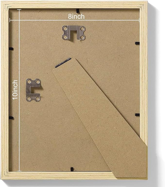Vittanly 8x10 Picture Frames Set of 9, Shatter Resistant Plexiglass, Display 5x7 Pictures with Mat or 8x10 without Mat, Photo Frames for Wall or Tabletop, Engineered Wood, OAK-Ruum Studio Home