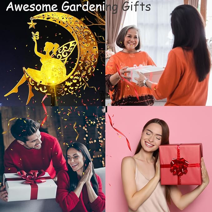 Solar Fairy Garden Decor for Outside,Solar Garden Lights Outdoor Decorative, Garden Statues Decor,Yard Decor,Patio Lawn Ornaments,Metal Yard Art,Unique Angel Gifts for Women,Mom Grandma,1PC-Ruum Studio Home