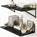 Deep Floating Shelves, 12 Inch Deep Floating Shelves for Wall, 24"W x 12"D Wall Shelves for Books, Rustic Black Wooden Shelves, Large Wide Display Shelf for Bathroom, Living Room, Bedroom, Set of 2-Ruum Studio Home
