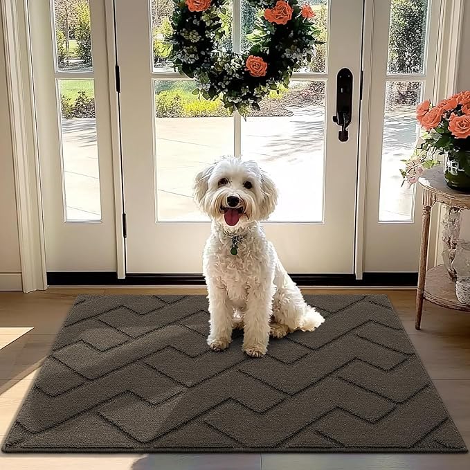 hicorfe Front Door Mat Outside Entrance,32"x40" Absorbent Muddy Dirt Resist Welcome Door Mats Outdoor Indoor,Stain and Fade Resistant,Non Slip Backing Entry Mat Doormat for Entryway(Latte)-Ruum Studio Home
