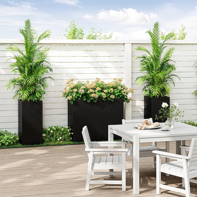 Planter Box Outdoor 38"W x 10.2"D x 30"H- Tall Rectangular Planters for Outdoor Patio/Porch, All-Weather with Anti-dumping Kit, Durable Galvanized Steel, Modern Design for Plants, Flower,Garden-Ruum Studio Home