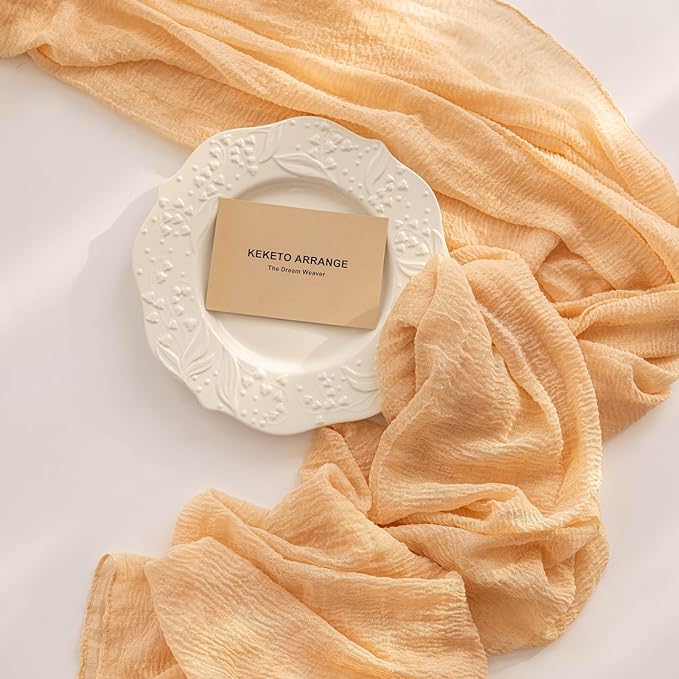 6pcs Deep Beige Cheesecloth Table Runner Rustic Boho Gauze 120 Inch 10 FT Cheese Cloth for Wedding Baby Shower Bridal Shower Birthday Party Long Sheer Home Decorations-Ruum Studio Home