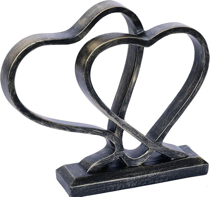 Heart Sculpture for Living Room Decor Heart Decoration Gift for Her and Him Love Wedding Anniversary Couples Gift Modern Heart Statue for Home Coffee Table Dining Table Centerpiece Birthday Gift-Ruum Studio Home